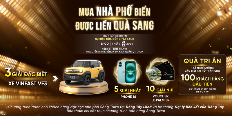 Nhận quà sang khi mua nhà phố biển sông Town tại Đông Tây Land