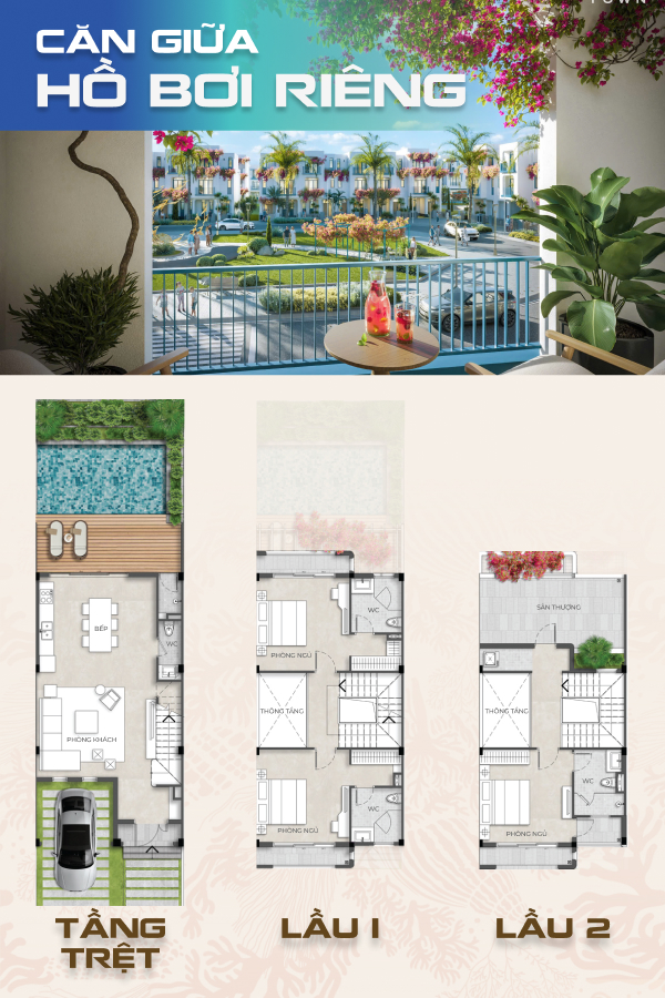 Căn giữa hồ bơi riêng