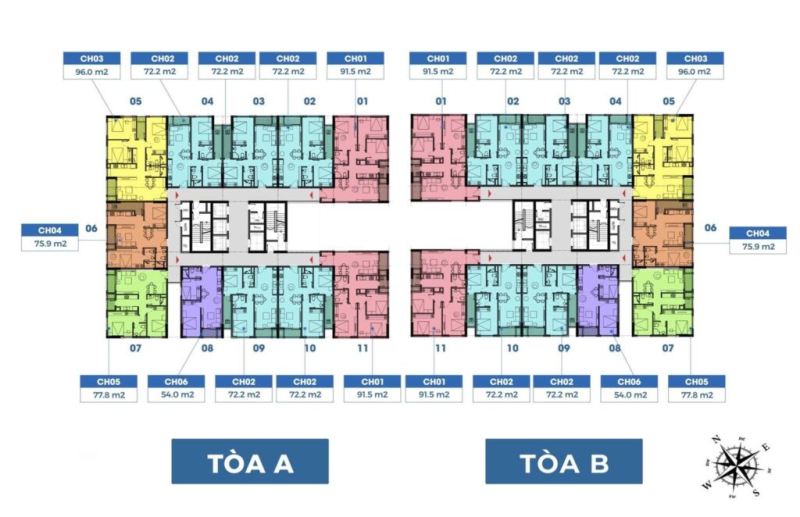 Mặt bằng căn hộ chung cư The Charm An Hưng